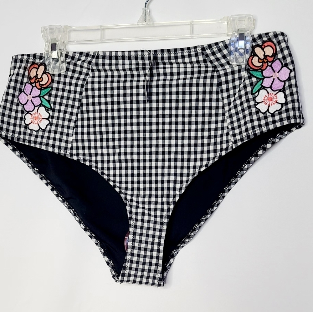 NWT Topshop bikini bottoms checkered floral sz 12